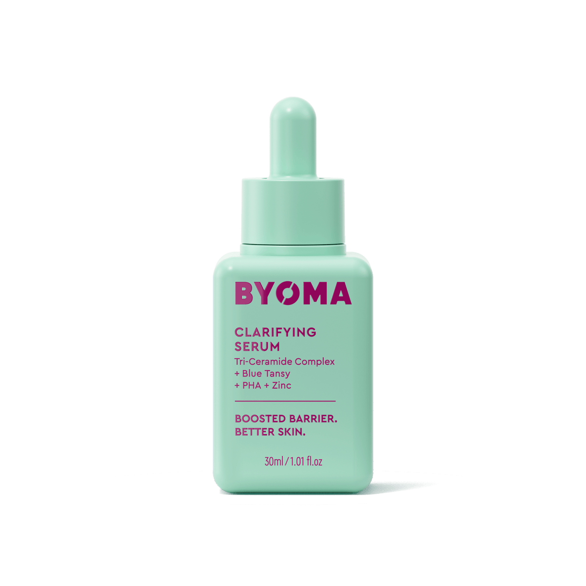 Un flacon de Sérum Clarifiant BYOMA avec un bouchon compte-gouttes.
