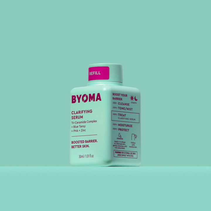 Flacon de recharge de sérum clarifiant BYOMA.