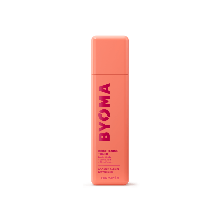 Tonique éclaircissant BYOMA dans une bouteille orange. 