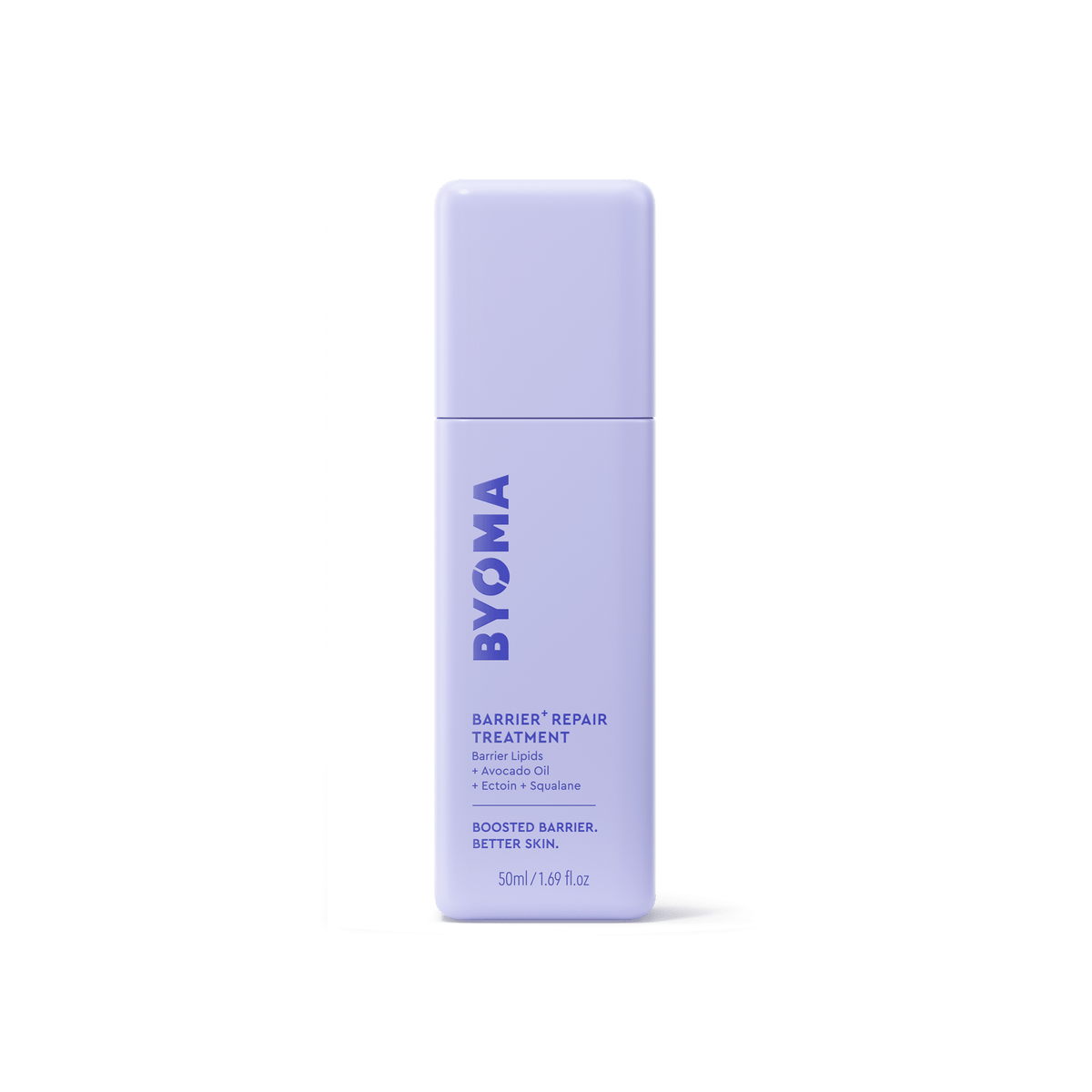 Une bouteille de traitement réparateur BYOMA Barrier+, vue de face sur fond blanc.