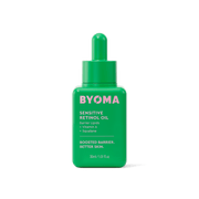 Huile de rétinol sensible BYOMA dans une bouteille verte.