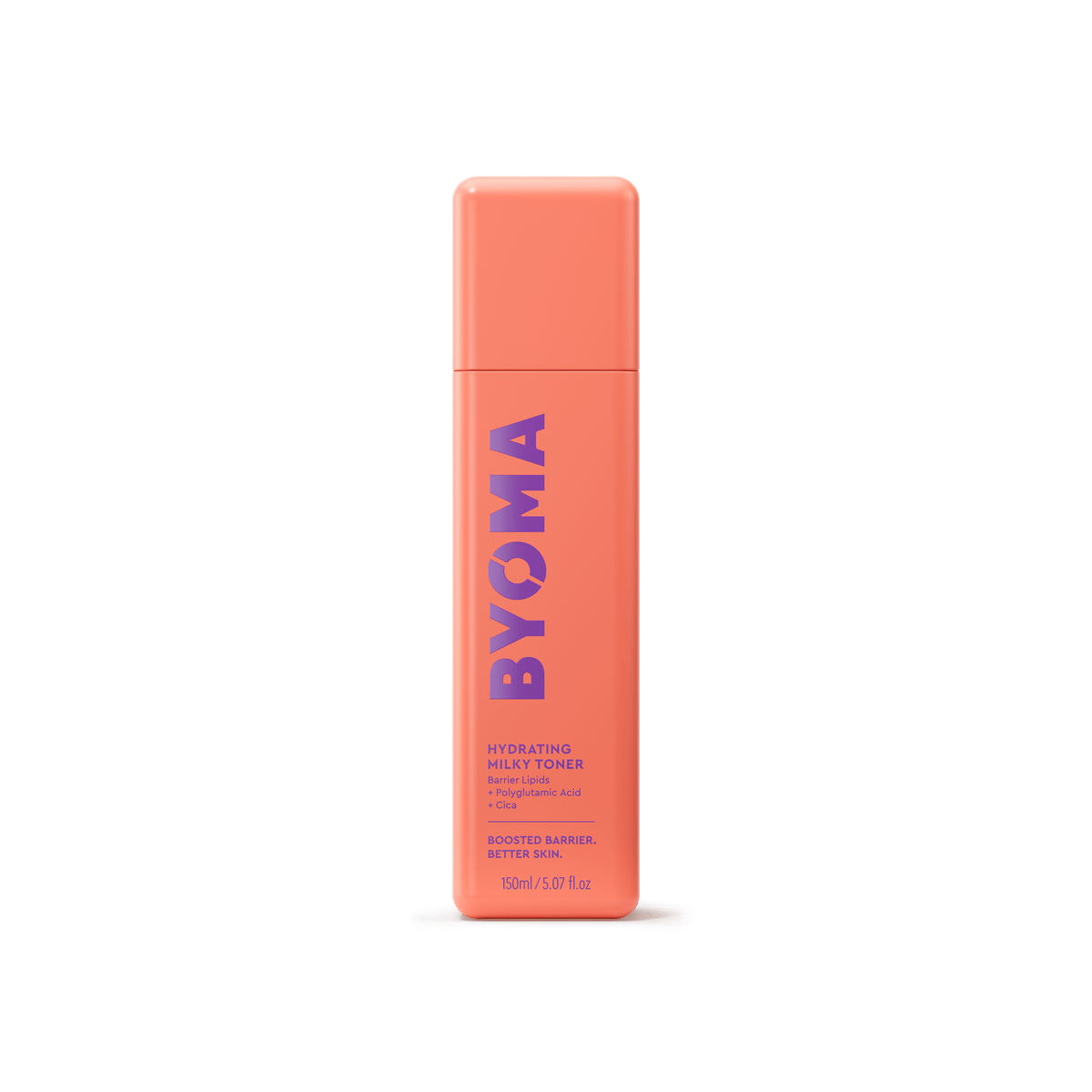 Une bouteille de toner lacté hydratant Byoma, vue de face sur fond blanc.