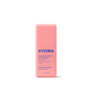 Crème pour les yeux BYOMA Barrier Repair avec lipides barrières, tripeptide de cuivre et ectoïne dans un flacon rose.