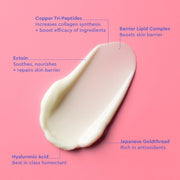 Échantillon de crème pour les yeux BYOMA Barrier Repair avec les ingrédients clés étiquetés.