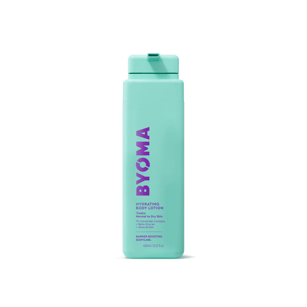 LOTION HYDRATANTE POUR LE CORPS BYOMA sur fond blanc.