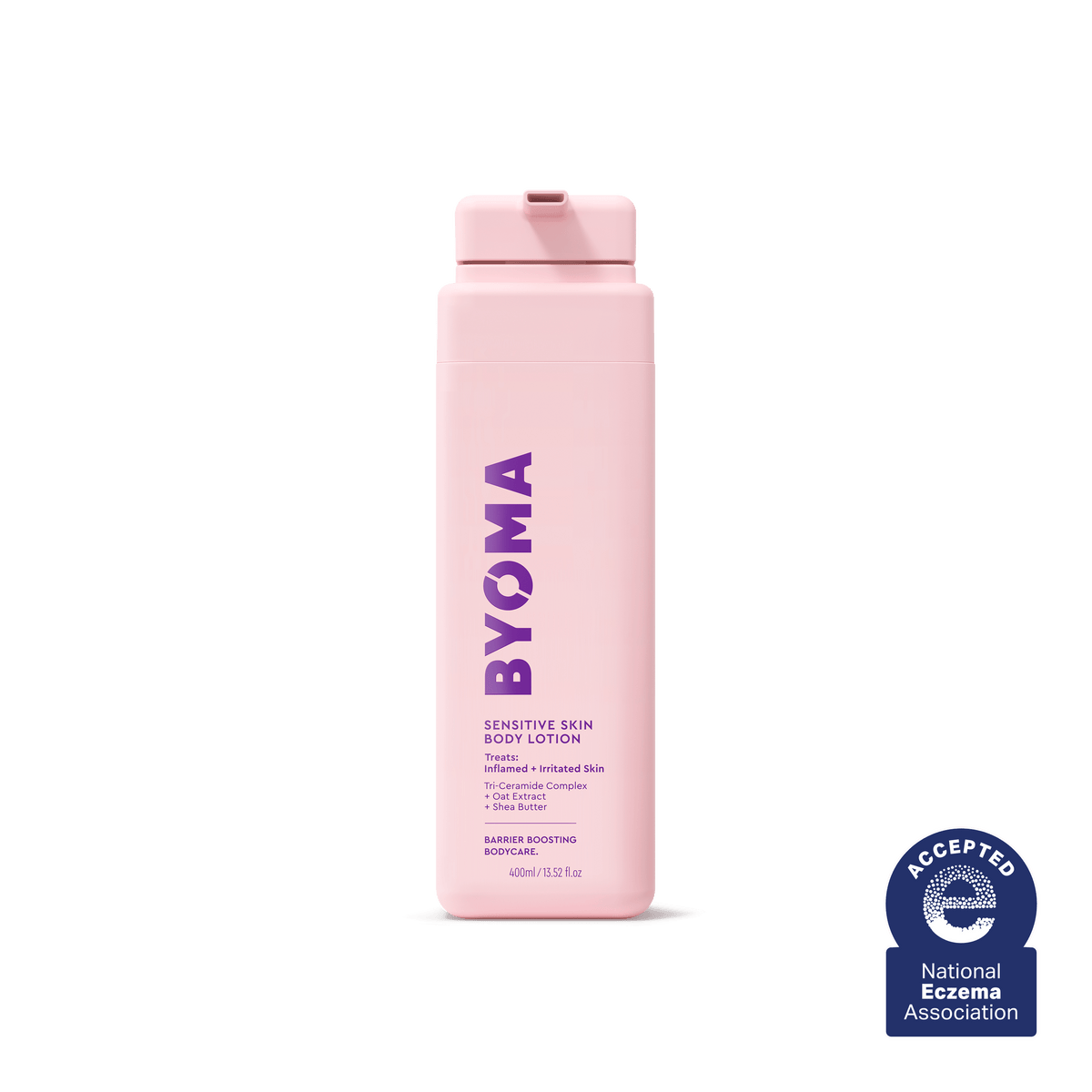LOTION CORPORELLE PEAU SENSIBLE BYOMA sur fond blanc.