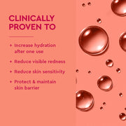 Publicité de produit avec avantages cliniques sur fond rose