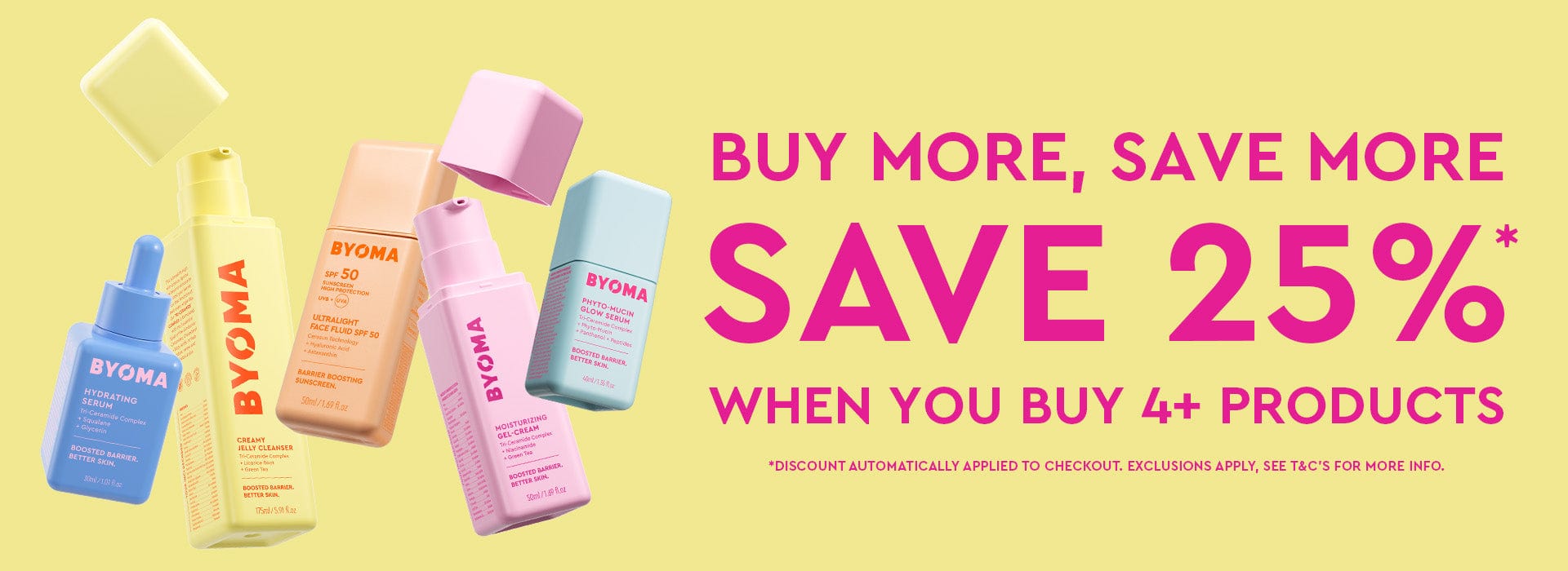 Soins BYOMA sur fond jaune